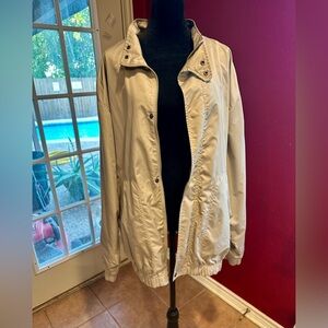 Vintage Greg Norman Collection Golf Jacket Shark Logo Beige Windbreaker L Korea